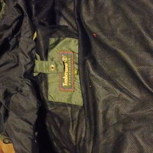 Timberland weatherproof jacket army green and brown with black letters